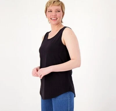 Joan Rivers Wardrobe Builders Scoop Neck Tank Top Black M A611245 - Imagem 1 de 4
