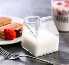 Mini Heat Resistant Milk Glass Cup Square Creamer Pitcher Box Carton Creamer