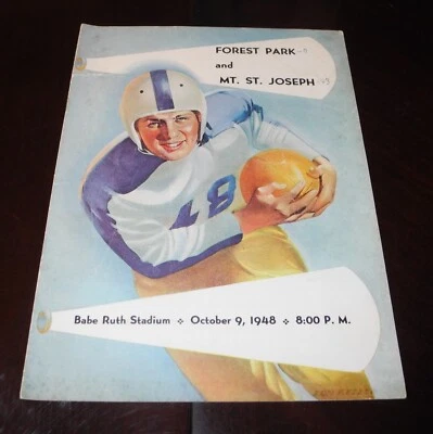 1948 Football Forest Park vs Mount St Joseph Scorecard Program Babe Ruth Stadium - Image 1 of 3