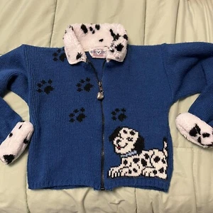 Heartworks Sweater Dog Dalmatian Blue Kids Zip Up - Picture 1 of 8
