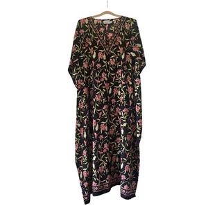 Maxi Vestido Miss Lavish London Kaftan Estampado Floral Bohemio Informal Negro Grande - Imagen 1 de 7