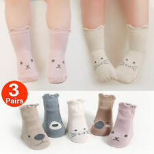 3Pairs Cute Baby Girls Boys Anti Slip Skid Floor Socks Toddlers Kids Cotton Sock