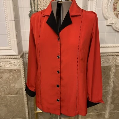 Maggie Sweet. Sz Plus Medium.USA. Top Stitched Long Sleeve Jacket or Shirt. B53. - Image 1 of 4