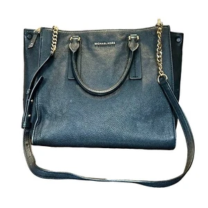 Michael Kors Schultertasche genarbtes schwarzes Leder 15" x 11" x 6" [056] C - Bild 1 von 15