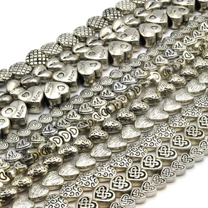 Heart Beads | Silver Pewter Beads | Loose Beads for Jewelry Making - Picture 1 of 18