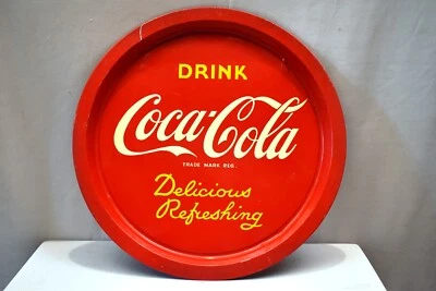 Vintage Coca Cola Werbe Tablett Rot Farbe Metall Delicious Erfrischendes Drink " - Bild 1 von 4