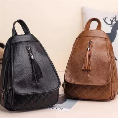 PU Leather Bag Shoulder School Bags Travel Backpack Rucksack for Women Girls UK - Image 1 of 4