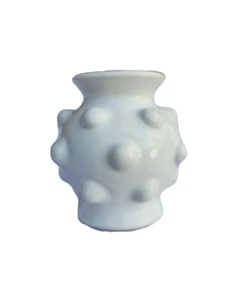 White Clay Glazed Stoneware Signed Schickel Minimalist Studio Atomic Bumpy Vase - Picture 1 of 10