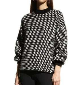 Theory plaited cable knit sweater in black and white - Picture 1 of 4