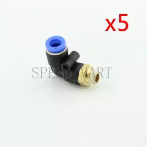 5X 1/4 BSPT Male Thread 90 Degree Elbow Pipe Quick Fittings Pneumatic 8mm PL8-02 - Picture 1 of 4