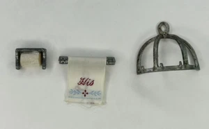 Vintage Puppenhaus Miniaturen Handtuchhalter Toilettenpapierhalter - Bild 1 von 5
