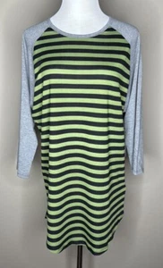 NEW LuLaRoe Randy womens 3/4 sleeve top t-shirt black and green striped size XL. - Picture 1 of 5