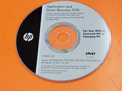 ⭐️⭐️⭐️⭐️⭐️HP Application And Driver Recovery DVD Windows 8.1 796801-B21 DiscOnly - Image 1 of 2