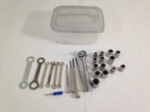 Mixed tool set 1/4" Drive Ratchet and Socket Set SAE mini screwdrivers wrenches - Picture 1 of 4