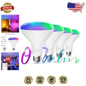 Energy Saving WiFi Smart Bulb, 4-Pack BR30 RGB Color Changing Set with Dimming - Picture 1 of 8