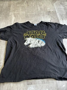 Vintage Y2K Made In USA Star Wars T-Shirt XXL Schwarz 8 Bit Grafik Millenium Falke - Bild 1 von 4