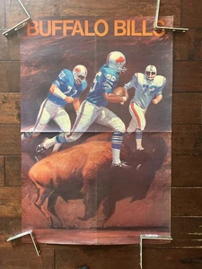 VINTAGE 1970 BUFFALO BILLS 24X36 FOOTBALL POSTER RARE ORIGINAL HUGE - Picture 1 of 9