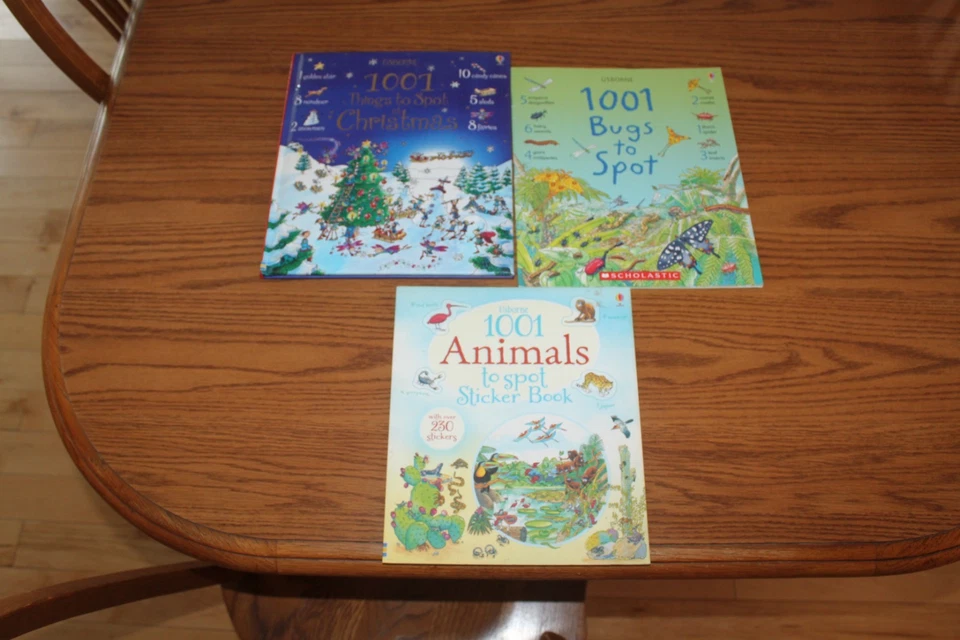 3 Usborne 1001 Books Lot Christmas Animals Bugs Spot - Image 1 of 1