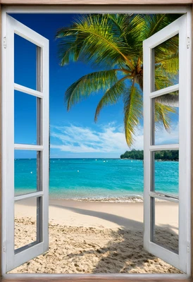 Beach Photo Window Scene, Framed 18x24 Smart Phone Controlled Light App w/timer - Image 1 of 3