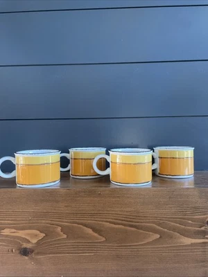 Midwinter Stonehenge Sun Cup Mug MCM Lot 4 Farmhouse England Orange Yellow VTG - Image 1 of 4