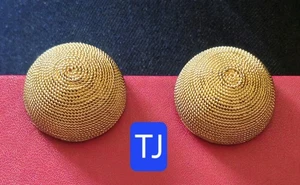 CELINE Vintage An. 90 Belle Paire De Boucles D'oreilles Clips Diam: 32mm H: 18mm - Foto 1 di 6