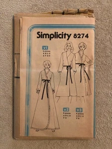 Simplicity Morgenmantel Miss Größe 10/12 #8274 Vintage ungeschnitten - Bild 1 von 3