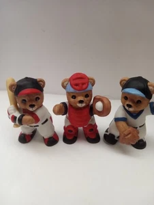 Vintage Homco Komplettsatz 3 Teddybär Baseball Figuren #140 - Bild 1 von 8