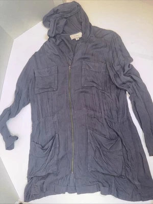 Caslon Women’s Light Shirt Jacket Size XL Zip Up With Hoodie Long Sleeves - Image 1 of 4