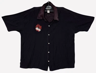 VINTAGE BC Ethic Rockabilly Shirt Button Down Dice Flames Black Mens Large - Image 1 of 4
