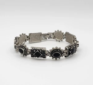 Hermosa pulsera vintage - tono negro y plata sin marca - Imagen 1 de 4