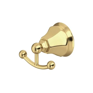 Rohl Palladian Wall Mount Double Robe Hook Satin Unlacquered Brass A6881SUB - Picture 1 of 2