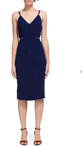 BNWT Whistles Melissa Zip Back Dress UK 16 Navy & White - Picture 1 of 9