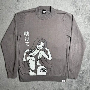 GamerSupps GG Waifu Cups Sweater Anime Manga Hot Girl Sweatshirt Gray Men M - Picture 1 of 7