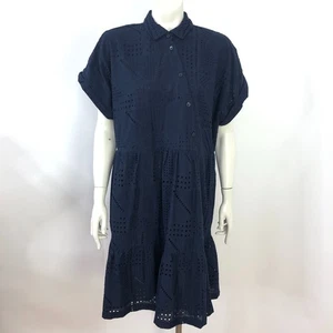 Chico's Cut Out US 14 / 2.5 Short Sleeve Asymmetrical Knee Dress Blue MINT - Picture 1 of 15