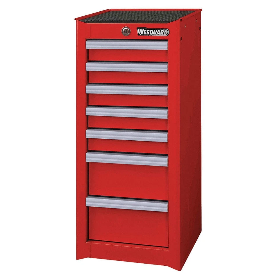 Westward 32H864 7 Drawer 500 LB Load Rating Red Steel Side Cabinet