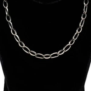 Oxidized Link Chain Necklace 925 Starling Silver - Picture 1 of 3