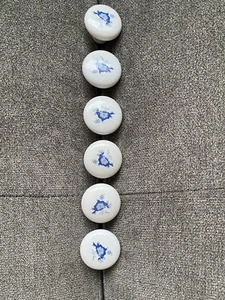 Vintage 6 Ceramic White Porcelain Drawer Knob Hardware Pull Cabinet Blue Flower - Picture 1 of 2