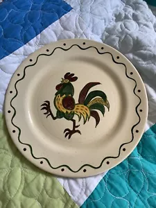 VINTAGE Metlox Poppytrail California Provincial Green Rooster Dinner Plate 10" - Picture 1 of 8