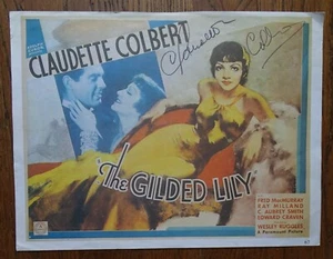 Claudette Colbert Autographed Mini Poster (cut from book, signed in black ink) - Picture 1 of 3