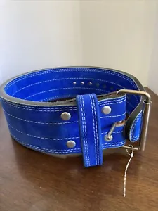 New Powerlifting Belt 4" Weightlifting Blue Suede Leather 36” Long Deadlift - Picture 1 of 4