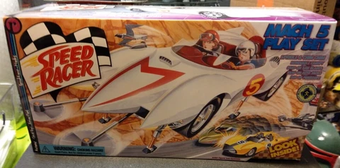 Speed Racer Mach 5 Playset w/ Spridle & Chim Chim 1999 Resaurus MIMB Unopened Cover