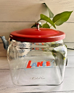 Vintage LANCE Cracker Peanut COUNTERTOP Glass ADVERTISING Display Jar METAL LID