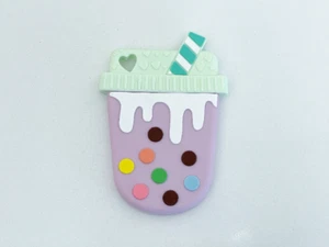 New Taro Boba Milk Tea Silicone Baby Teether, Bubble Tea Teething Toy Baby Gift - Picture 1 of 4