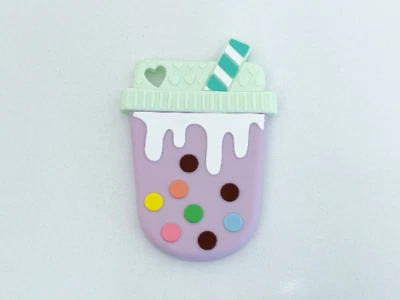 Nuevo Taro Boba Leche Té Silicona Mordedor Bebé, Burbuja Té Dentición Juguete Bebé Regalo Foto 1 de 4