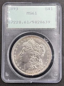 1893 P $1 MORGAN SILVER DOLLAR PCGS MS61 OGH KEY DATE HUGE POTENTIAL SEE VIDEO - Picture 1 of 10