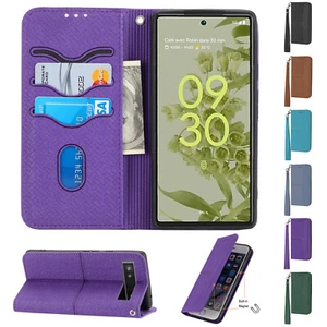 For Google Pixel 6/6a/6 Pro/7/7 Pro Magnetic Flip Holder Wallet Phone Case+Strap - Picture 1 of 64