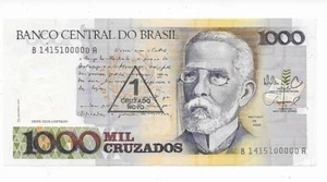 Brazil 1,000 Cruzados Pick 216B Last Serial in Run B1415 100000 CHCU - Picture 1 of 2