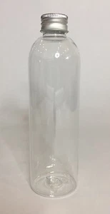 250ml Clear PET Plastic Tall Boston Bottles & Aluminium Screw On Top ANY AMOUNT - Picture 1 of 1