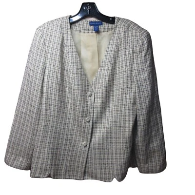 Blazer Karen Scott Forrado Acrílico Crema Cuadros Talla 16 Foto 1 de 4