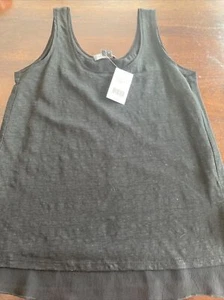 VINCE - Débardeur noir 100% lin/soie sans manches - Femme Taille XS Neuf avec étiquette - Photo 1/4